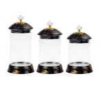 GM301 Black Toples Permen Kaca dengan Motif Marmer